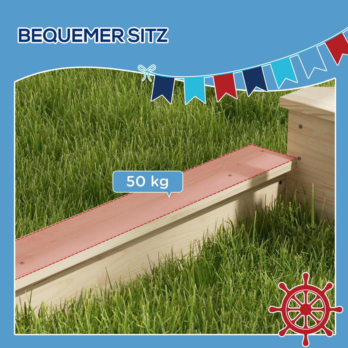 Outsunny Sandkasten natur B/H/L: ca. 103x180x144,5 cm Sandkasten - natur (144,50/103,00/180,00cm) - Outsunny