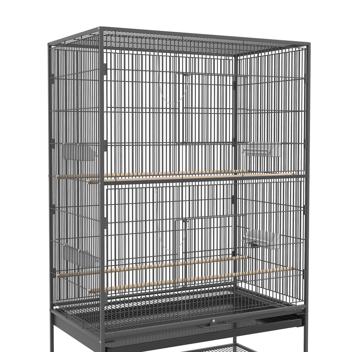 PawHut Tier-Zubehör grau Kunststoff B/H/L: ca. 57x94x153 cm Vogelkäfig - grau (153,00/57,00/94,00cm) - PawHut