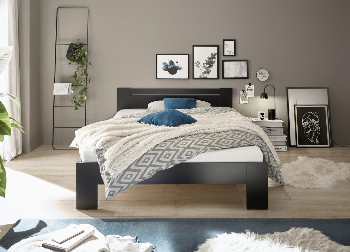 Futonbett Cannes schwarz Liegefläche B/L: ca. 140x200 cm Cannes - schwarz (145,00/71,00/204,00cm)