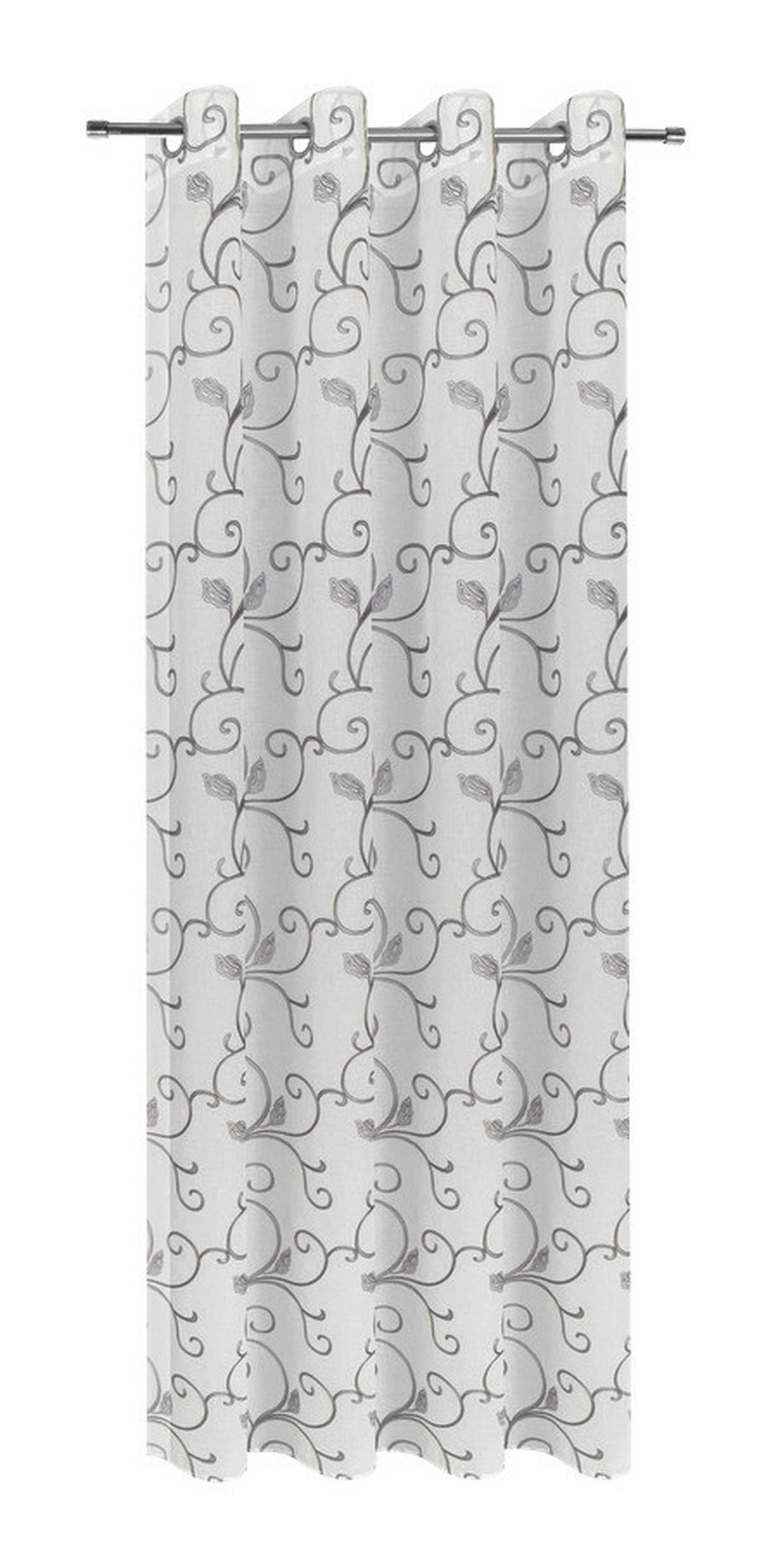 Ösenvorhang Ranke weiß B/L: ca. 140x245 cm Ranke - weiß/grau (140,00/245,00cm) - Happy Home