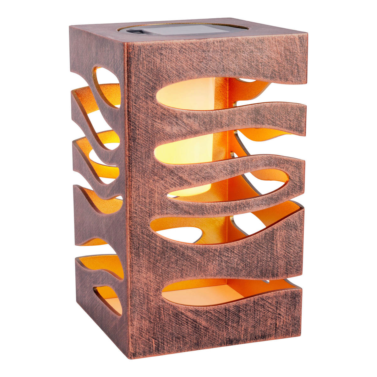 LED-Solarleuchte braun Kunststoff B/H/T: ca. 12,3x20x12,3 cm HILDA - braun (12,30/20,00/12,30cm) - Näve Leuchten