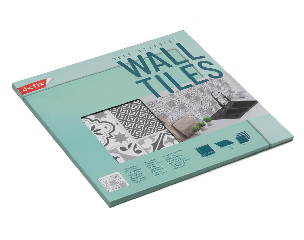 d-c-fix Wandfliese selbstklebend grau B/L: ca. 30,5x30,5 cm Wandfliese_selbstklebend_6Stck. - weiß/grau (30,50/30,50cm) - d-c-fix