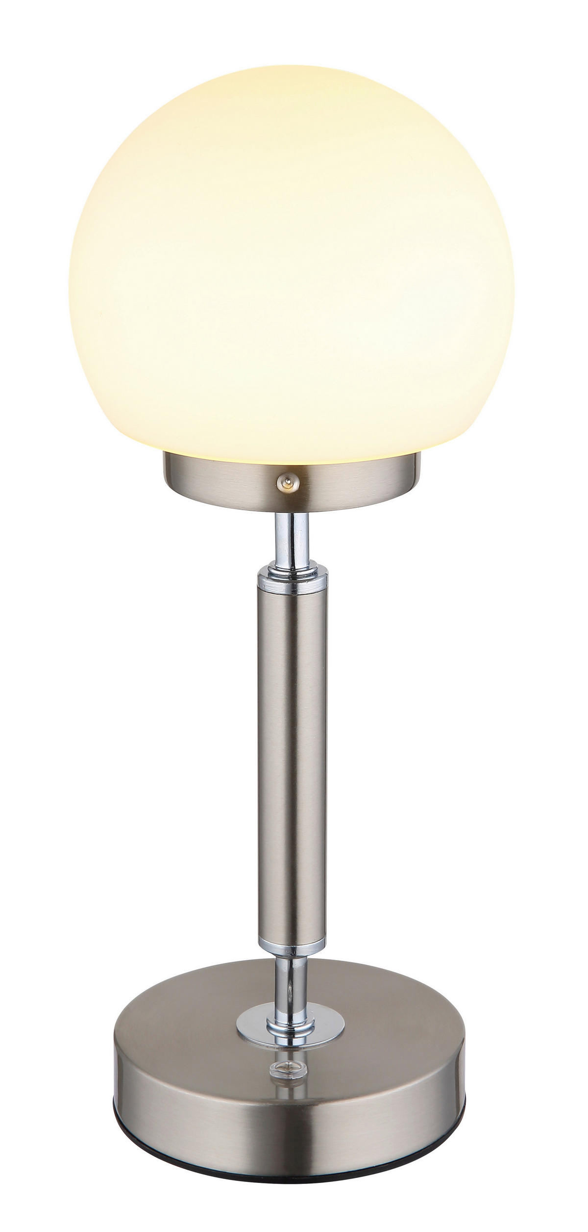 GLOBO LED-Tischleuchte Opal nickel matt Kunststoff Metall Glas H/D: ca. 28,5x11,5 cm 1 Brennstellen HAKU - nickel matt/Opal (11,50/28,50cm) - GLOBO