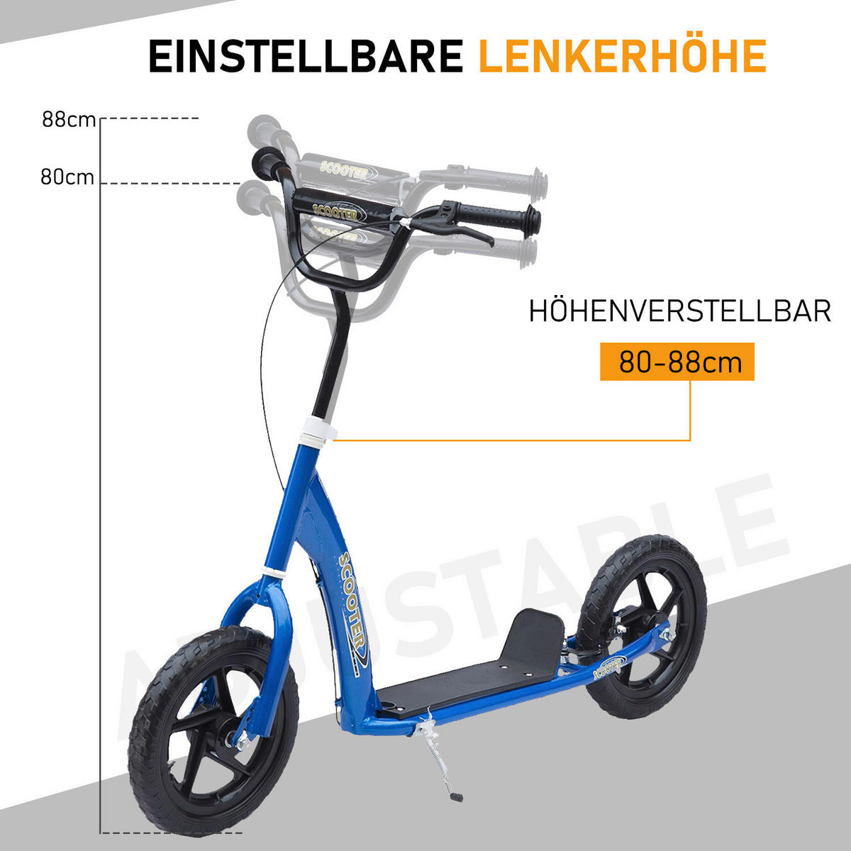 HOMCOM Kinderroller blau Kinderroller - blau (120,00/52,00/88,00cm) - HOMCOM
