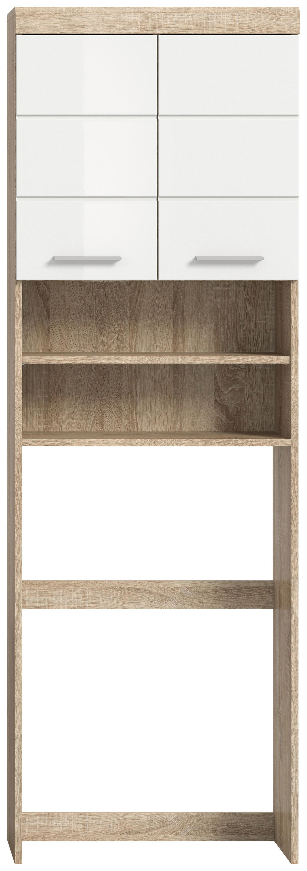 Waschmaschinenumbauschrank Lambada Eiche Sonoma Nachbildung weiß Hochglanz B/H/T: ca. 63x191x24 cm Lambada - Eiche/weiß (63,00/191,00/24,00cm) - xonox.home