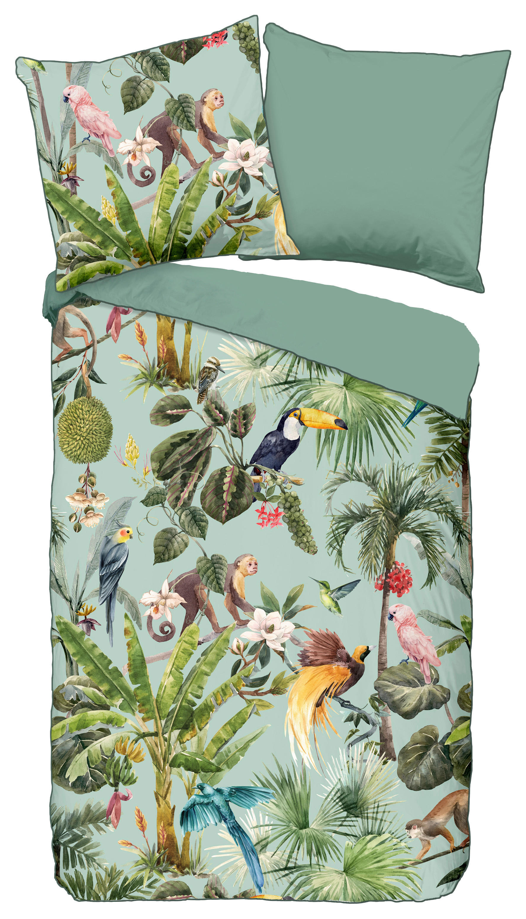 Baumwoll Bettwäsche Ignadi Satin Ignadi - grün (135,00/200,00cm) - Descanso