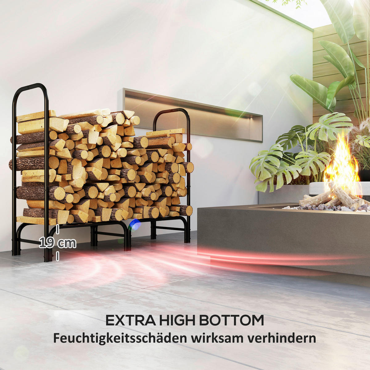 Outsunny Kaminholzregal schwarz B/H/L: ca. 36x99x120 cm Kaminholzregal - schwarz (120,00/36,00/99,00cm) - Outsunny