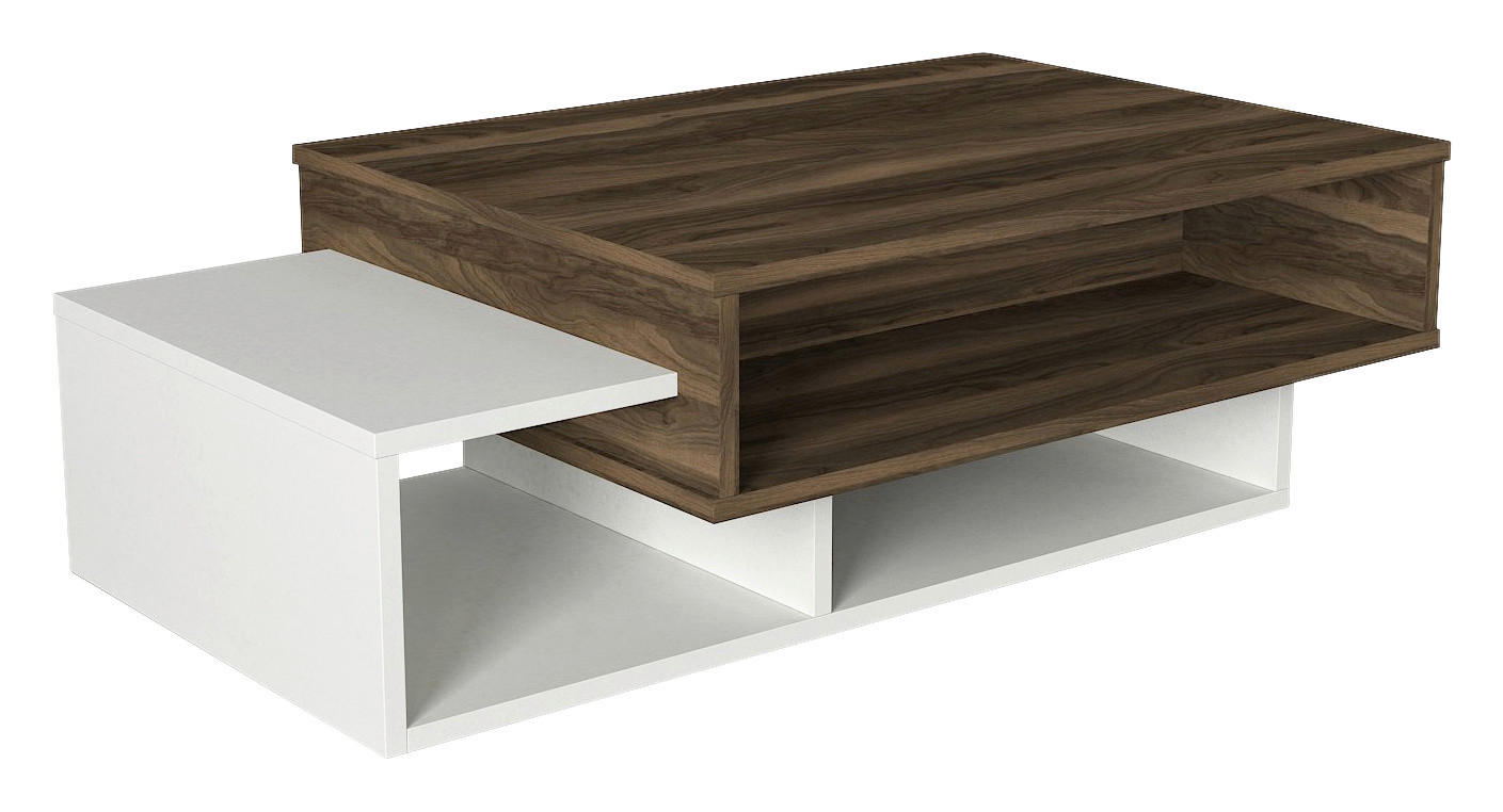 Couchtisch Tab weiß walnuss Nachbildung B/H/T: ca. 105x32x60 cm Tab - weiß/walnuss (105,00/32,00/60,00cm) - moebel17