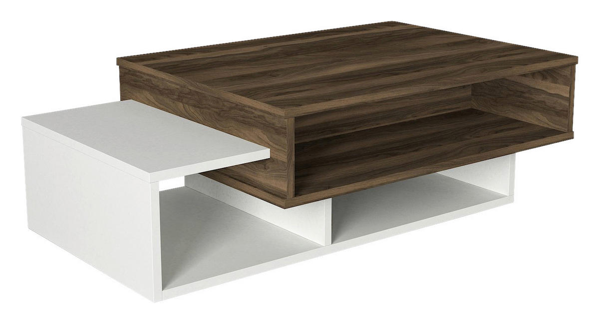 Couchtisch Tab weiß walnuss Nachbildung B/H/T: ca. 105x32x60 cm Tab - weiß/walnuss (105,00/32,00/60,00cm) - moebel17
