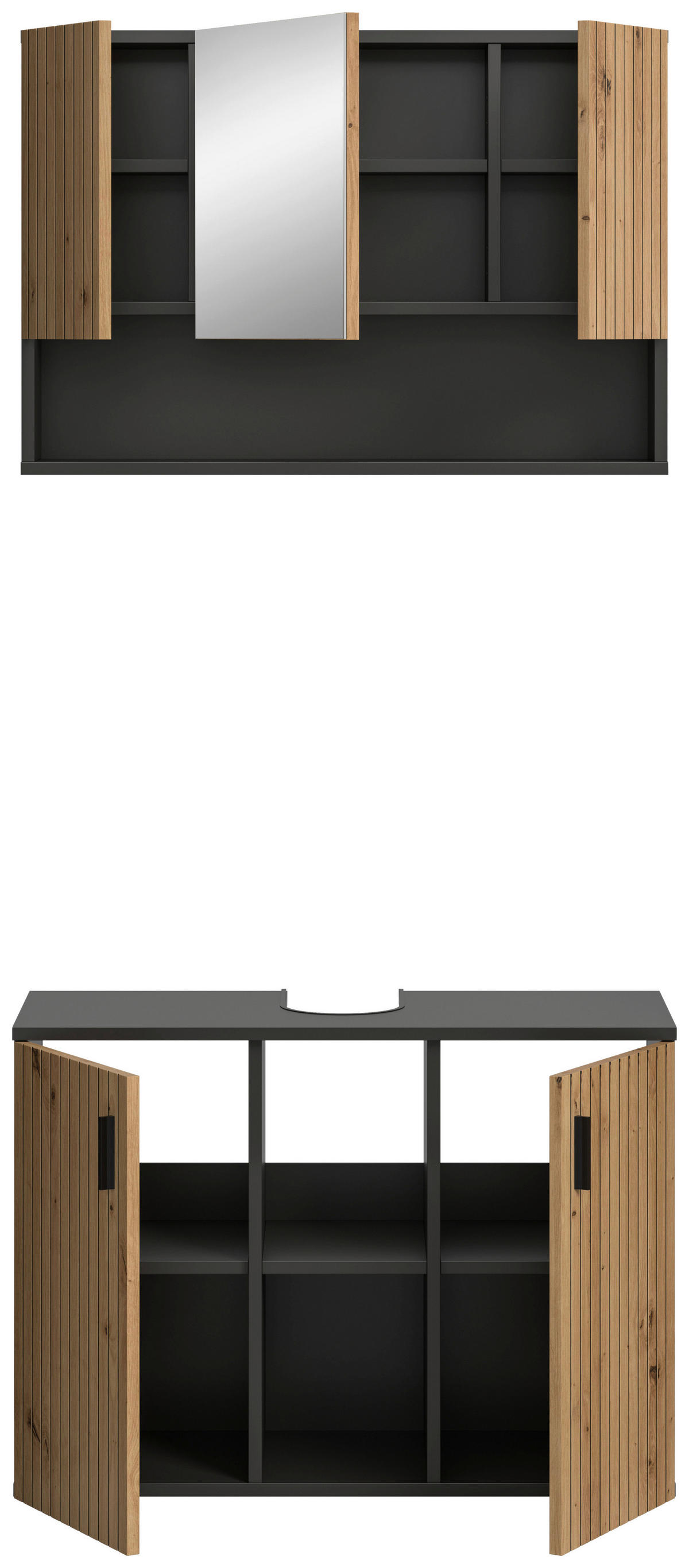 Badezimmer-Set Mone Basalt Nachbildung Artisan Oak Nachbildung B/H/T: ca. 80x180x30 cm Mone - Basalt (80,00/180,00/30,00cm) - xonox.home