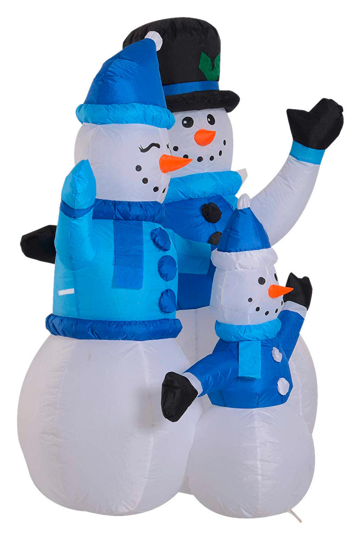 HOMCOM Schneemannfamilie LED-Schneemannfamilie_aufblasbar - blau/weiß (100,00/55,00/120,00cm) - HOMCOM