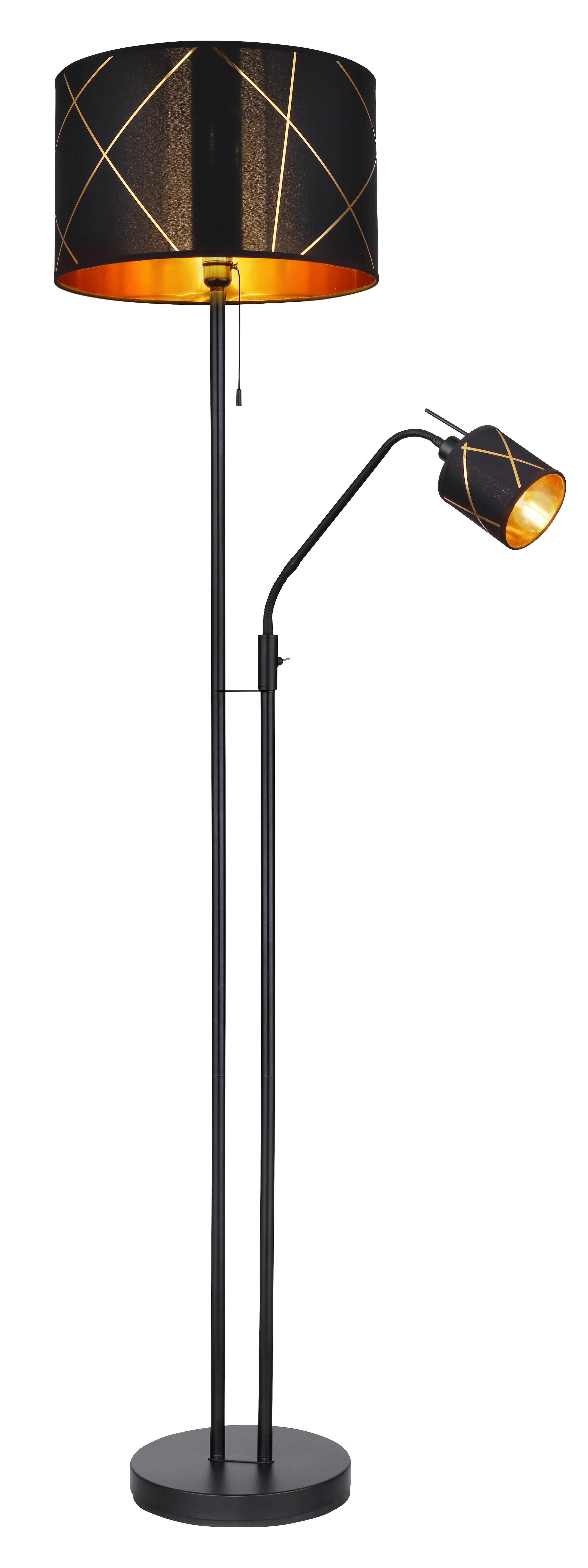 GLOBO Stehleuchte BEMMO 15431S3 schwarz gold Metall Acryl Textil H/D: ca. 175x40 cm BEMMO - gold/schwarz (40,00/175,00cm) - GLOBO