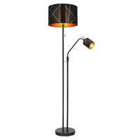 GLOBO Stehleuchte BEMMO 15431S3 schwarz gold Metall Acryl Textil H/D: ca. 175x40 cm BEMMO - gold/schwarz (40,00/175,00cm) - GLOBO