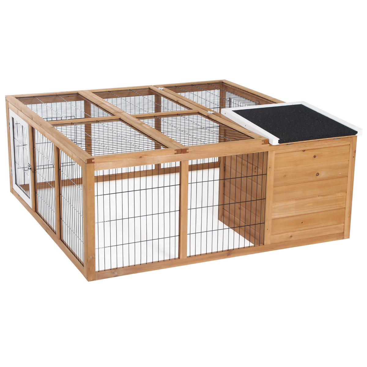 PawHut Stall natur Holz B/H/L: ca. 120x123x52 cm Kaninchenstall - natur (52,00/120,00/123,00cm) - PawHut