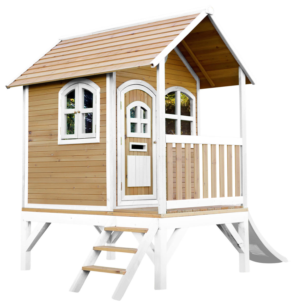 AXI Spielhaus Tom braun B/H/L: ca. 287x231x191 cm Tom - braun/weiß (191,00/287,00/231,00cm) - AXI