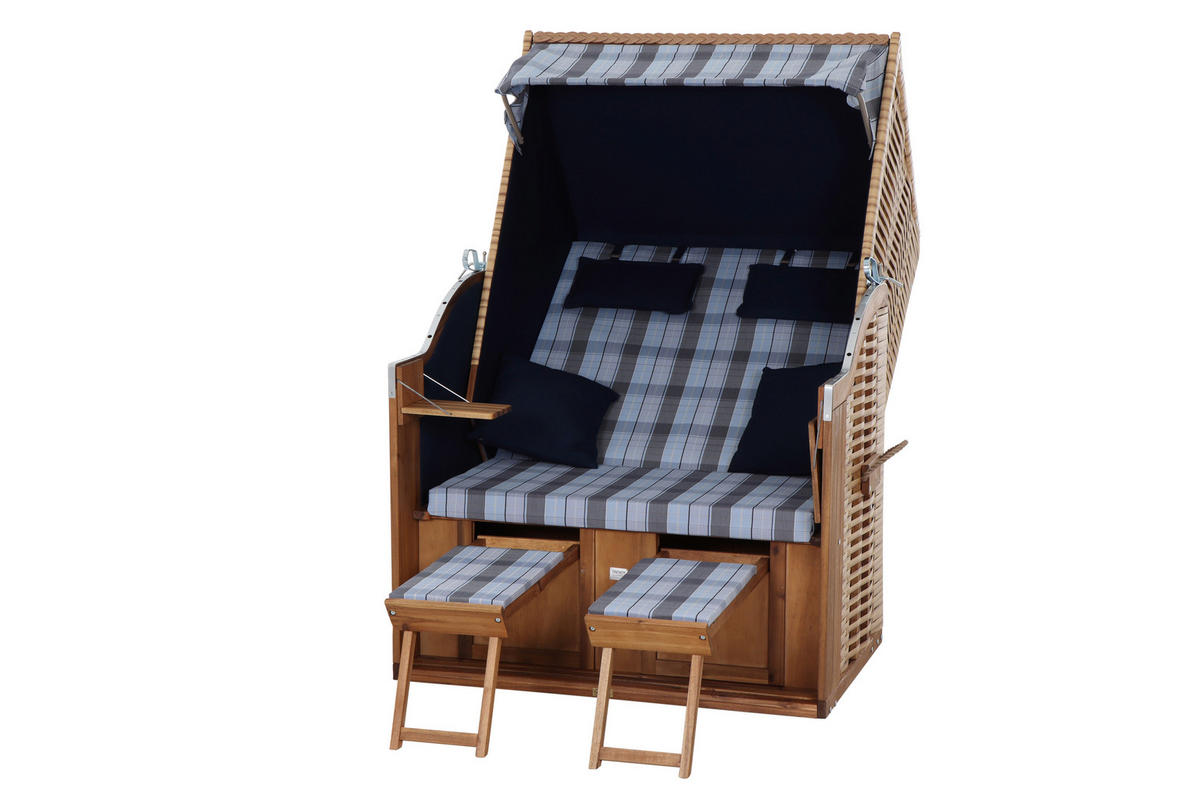 TRENDY by deVries Strandkorb blau Akazie B/H/L: ca. 120x165x80 cm Strandkorb_TRENDY_by_deVries - blau (80,00/120,00/165,00cm) - TRENDY by deVries