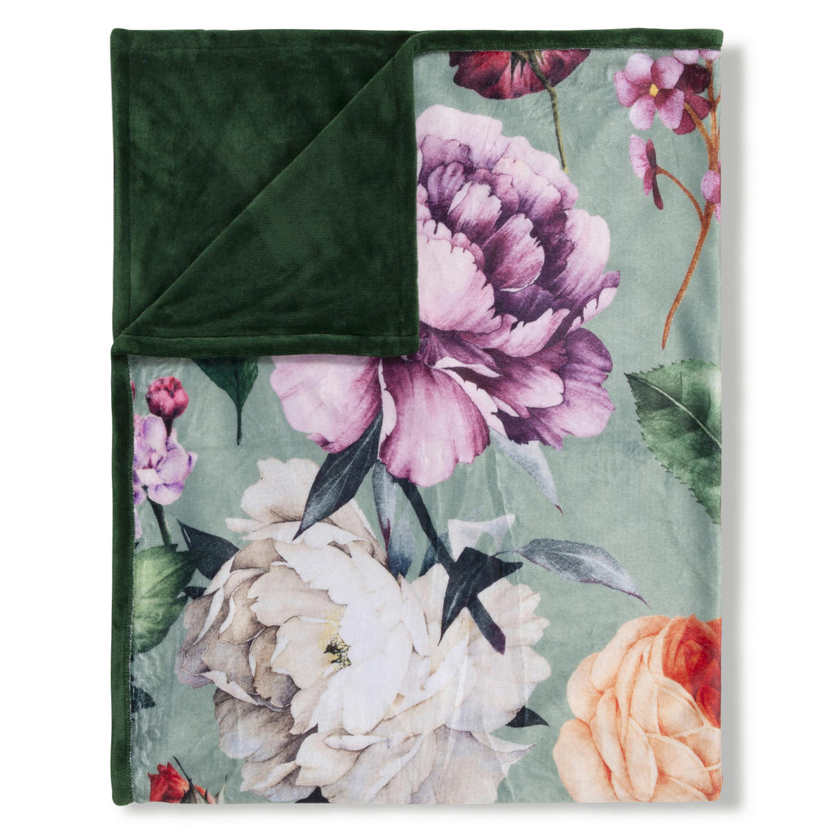 Wohndecke Fiori Polysamt Fiori - grün (130,00/160,00cm) - Descanso
