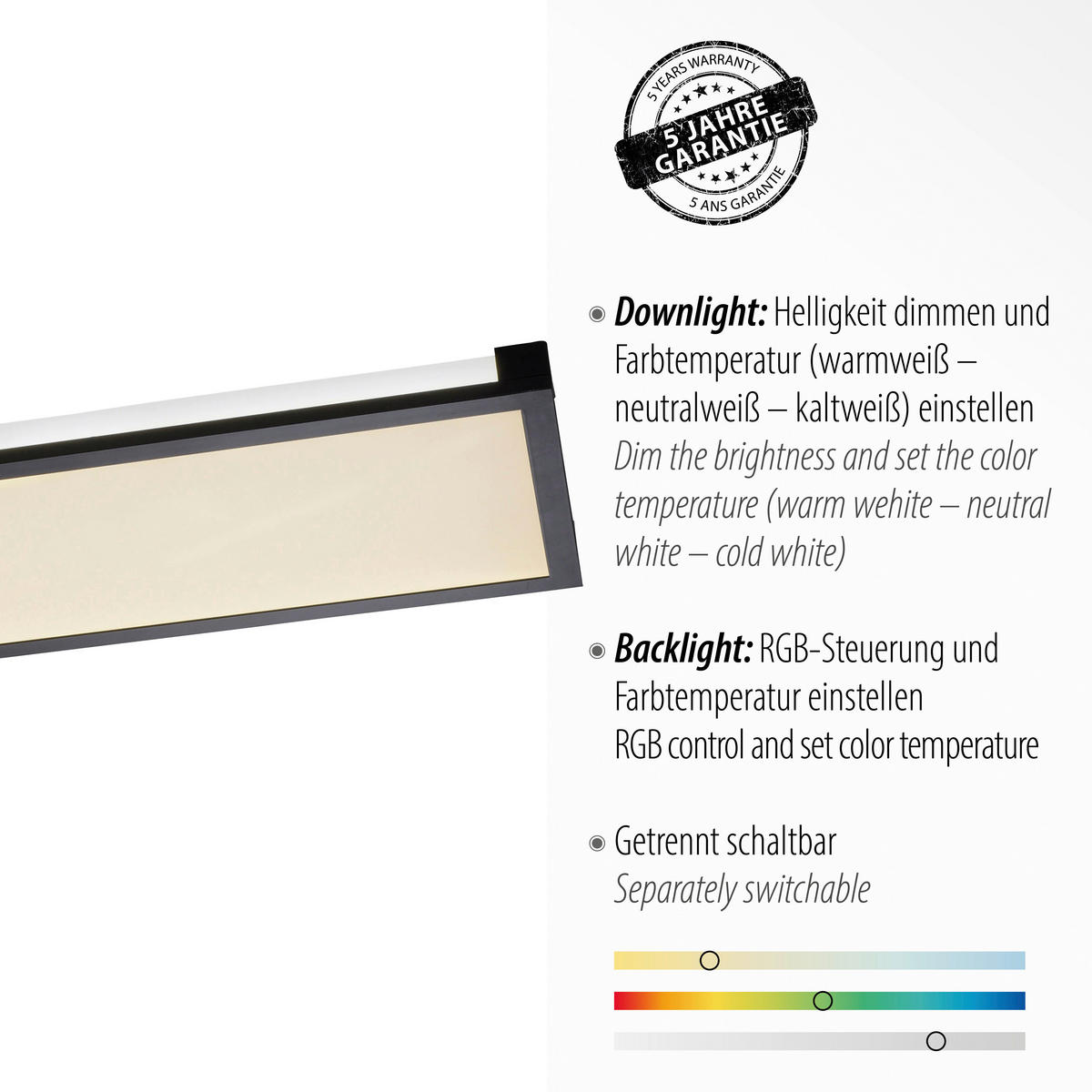 Just Light LED-Deckenleuchte MARIO 11622-18 schwarz weiß Kunststoff Metall B/H/T: ca. 25x7,1x100 cm 2 Brennstellen MARIO - weiß/schwarz (25,00/7,10/100,00cm) - Just Light