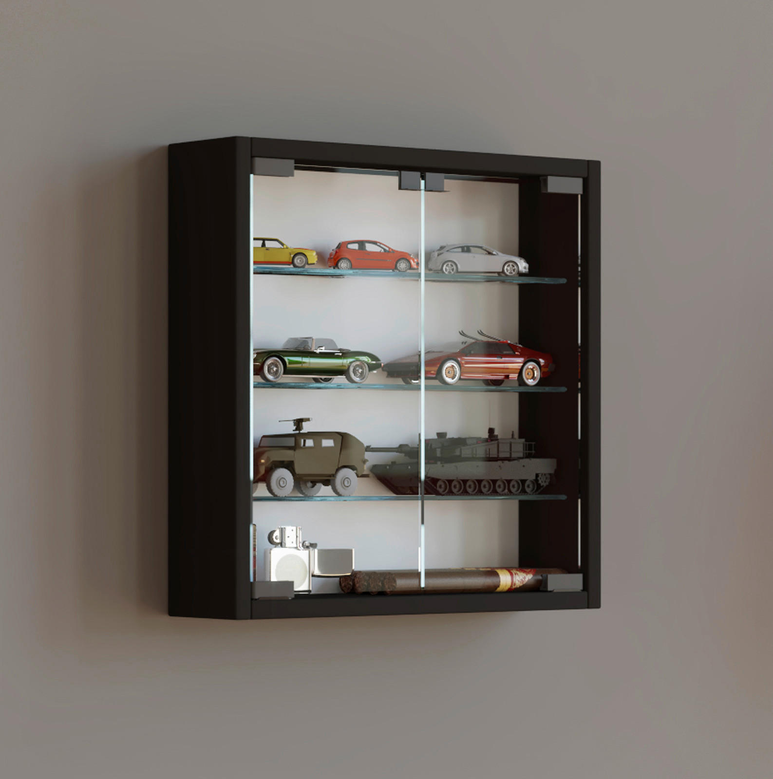 Vitrine Mandosa S schwarz Holzwerkstoff Glas B/H/T: ca. 40x40x10 cm Mandosa S - schwarz (40,00/40,00/10,00cm) - VCM Möbel
