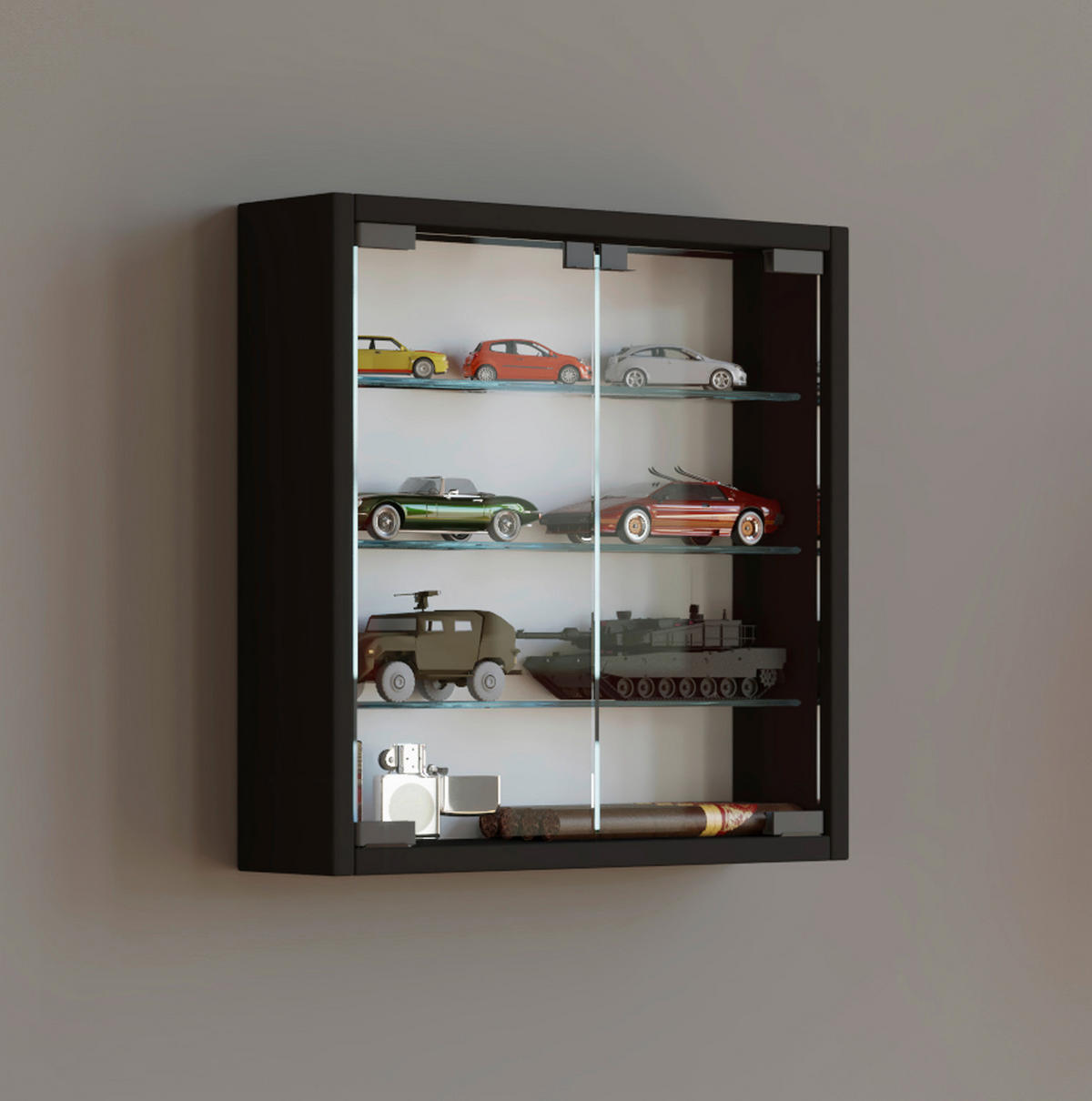 Vitrine Mandosa S schwarz Holzwerkstoff Glas B/H/T: ca. 40x40x10 cm Mandosa S - schwarz (40,00/40,00/10,00cm) - VCM Möbel