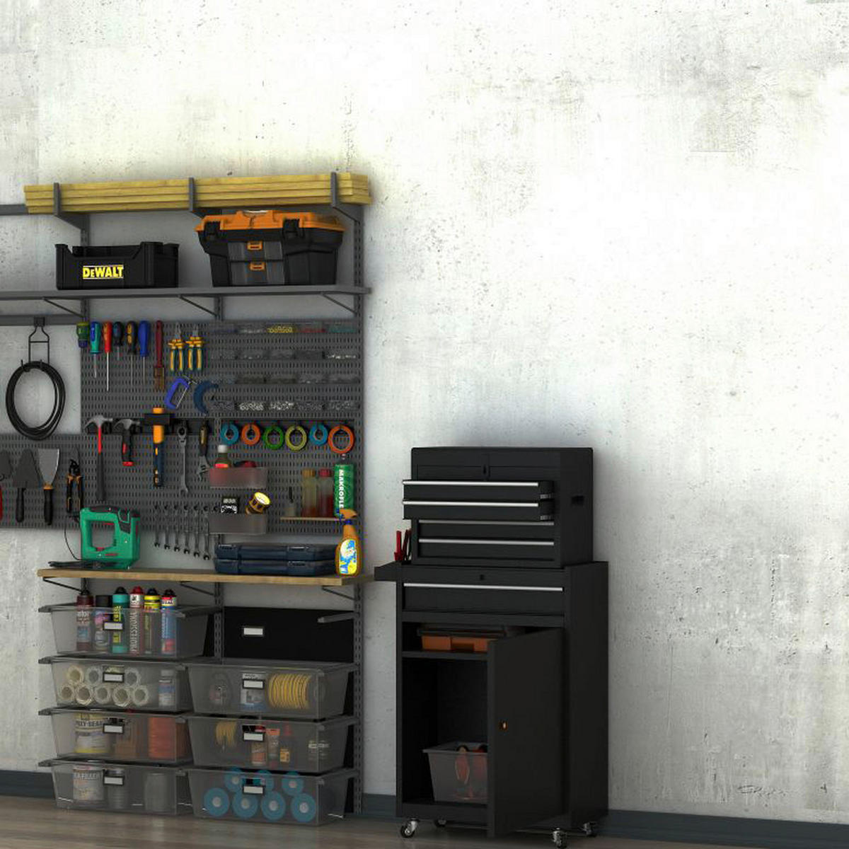 Mobiler Werkstattwagen schwarz B/H/T: ca. 52,5x104,5x28 cm Mobiler Werkstattwagen MHB20-073 - schwarz (52,50/104,50/28,00cm) - DURHAND