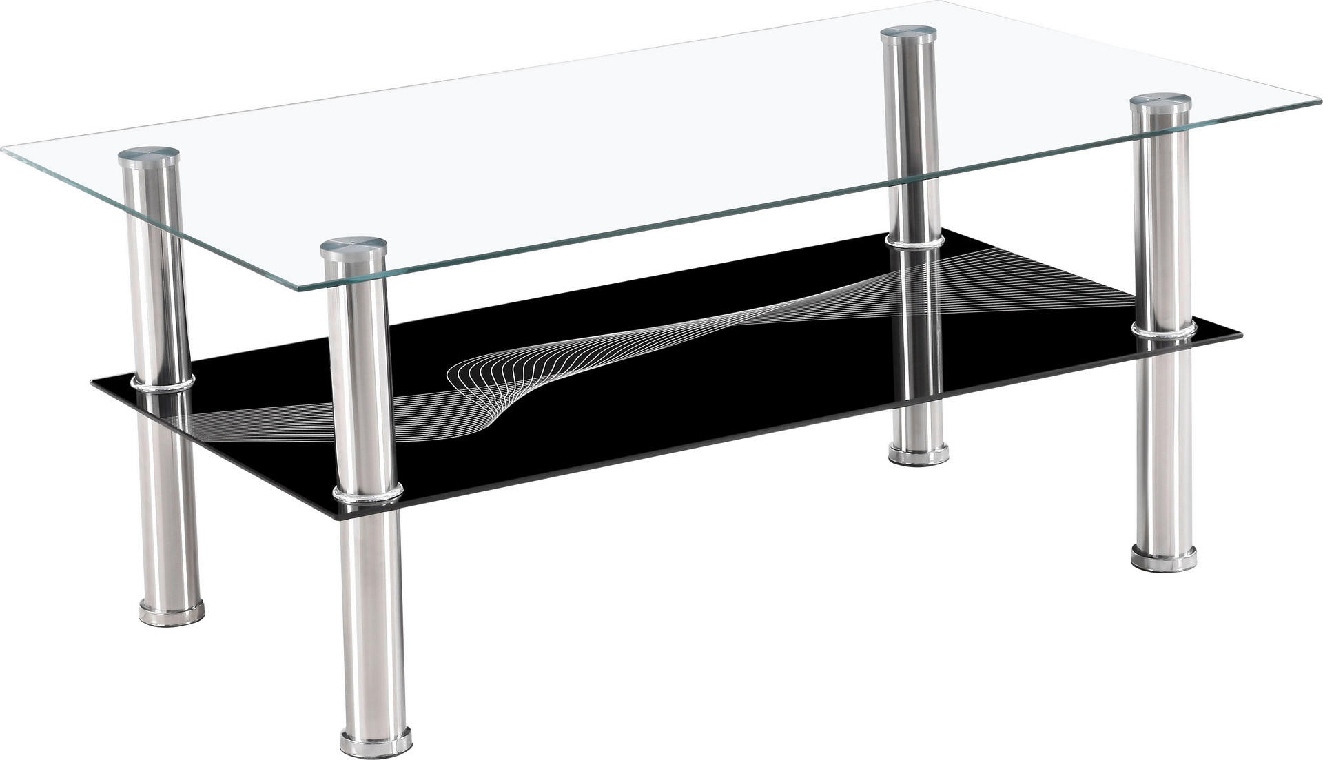 Glascouchtisch Denver glasklar schwarz B/H/T: ca. 100x43x60 cm Denver - schwarz/Chrom (100,00/43,00/60,00cm)