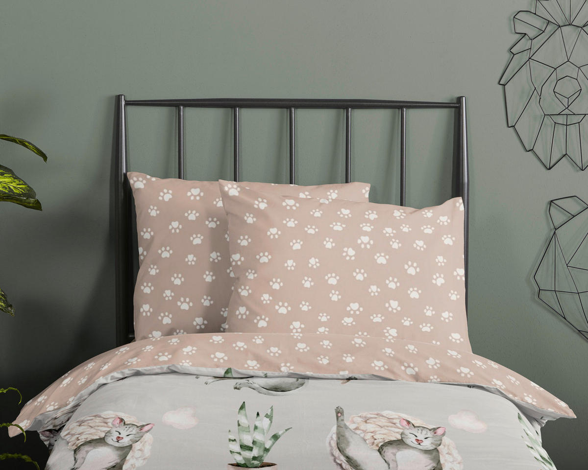 Bettwäsche Catlife grau Baumwolle B/L: ca. 120x150 cm Catlife - grau (120,00/150,00cm) - Good Morning