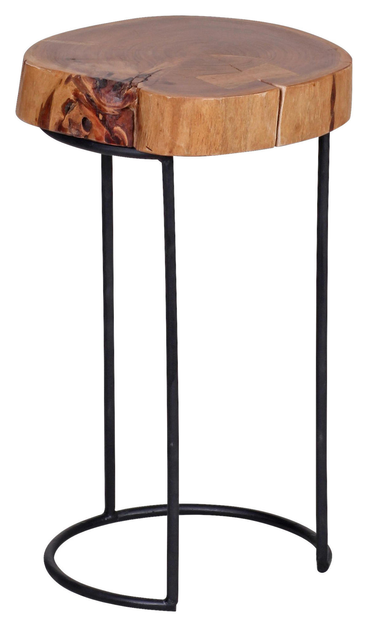 Beistelltisch natur schwarz Akazie Metall B/H/T: ca. 28x45x28 cm Beistelltisch - natur/schwarz (28,00/45,00/28,00cm) - Wohnling