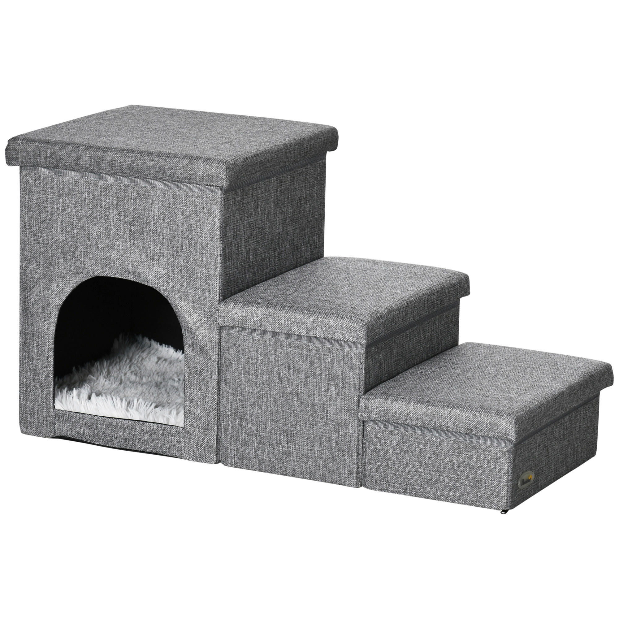 PawHut Katzentreppe grau Polyester B/H/L: ca. 33x40,5x73,5 cm Katzentreppe - grau (73,50/33,00/40,50cm) - PawHut