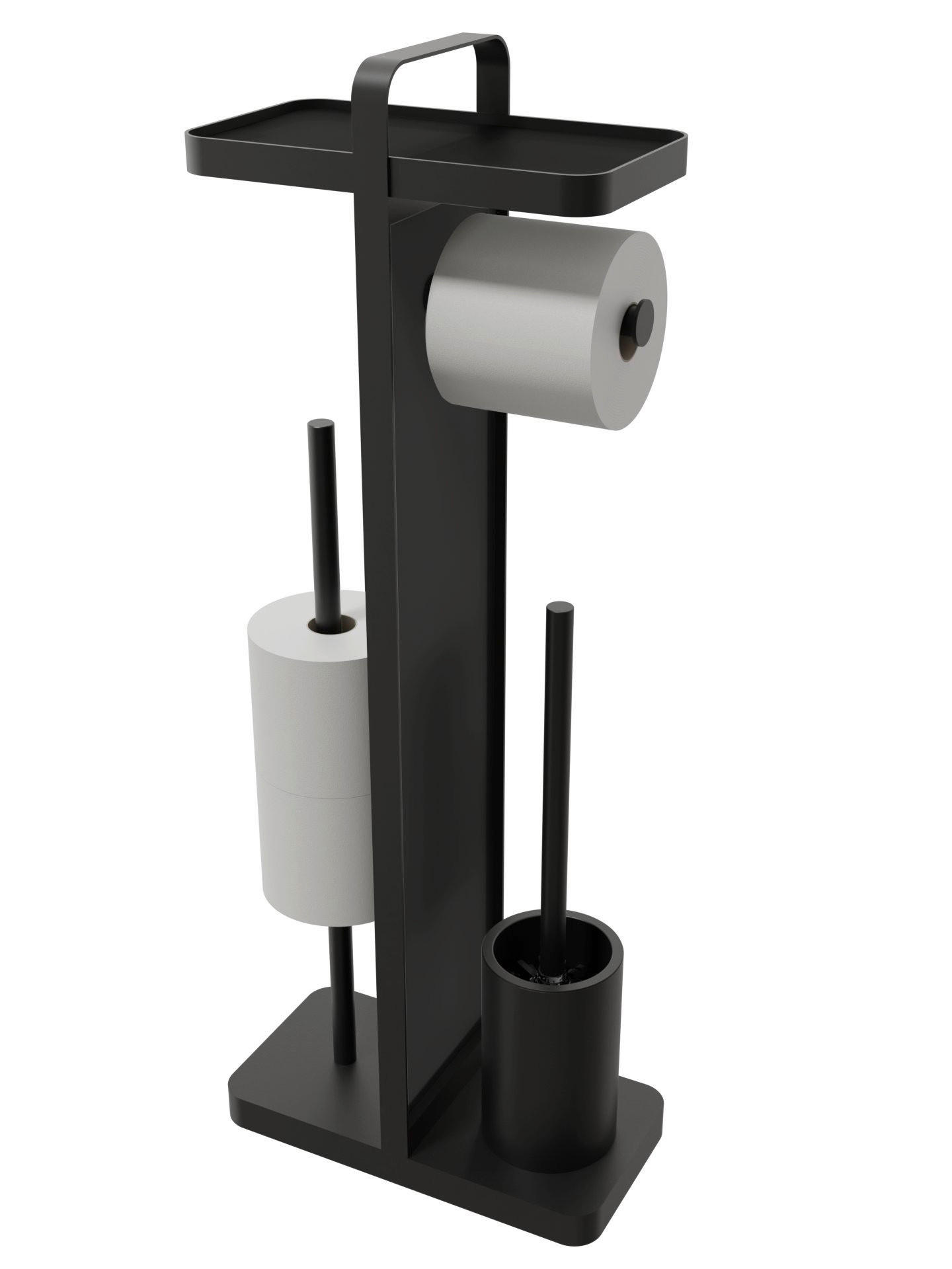 Stand-WC-Garnitur schwarz Glas Stand-WC-Garnitur_4in1 - schwarz (28,00/14,00/71,50cm)