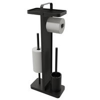 Stand-WC-Garnitur schwarz Glas Stand-WC-Garnitur_4in1 - schwarz (28,00/14,00/71,50cm)
