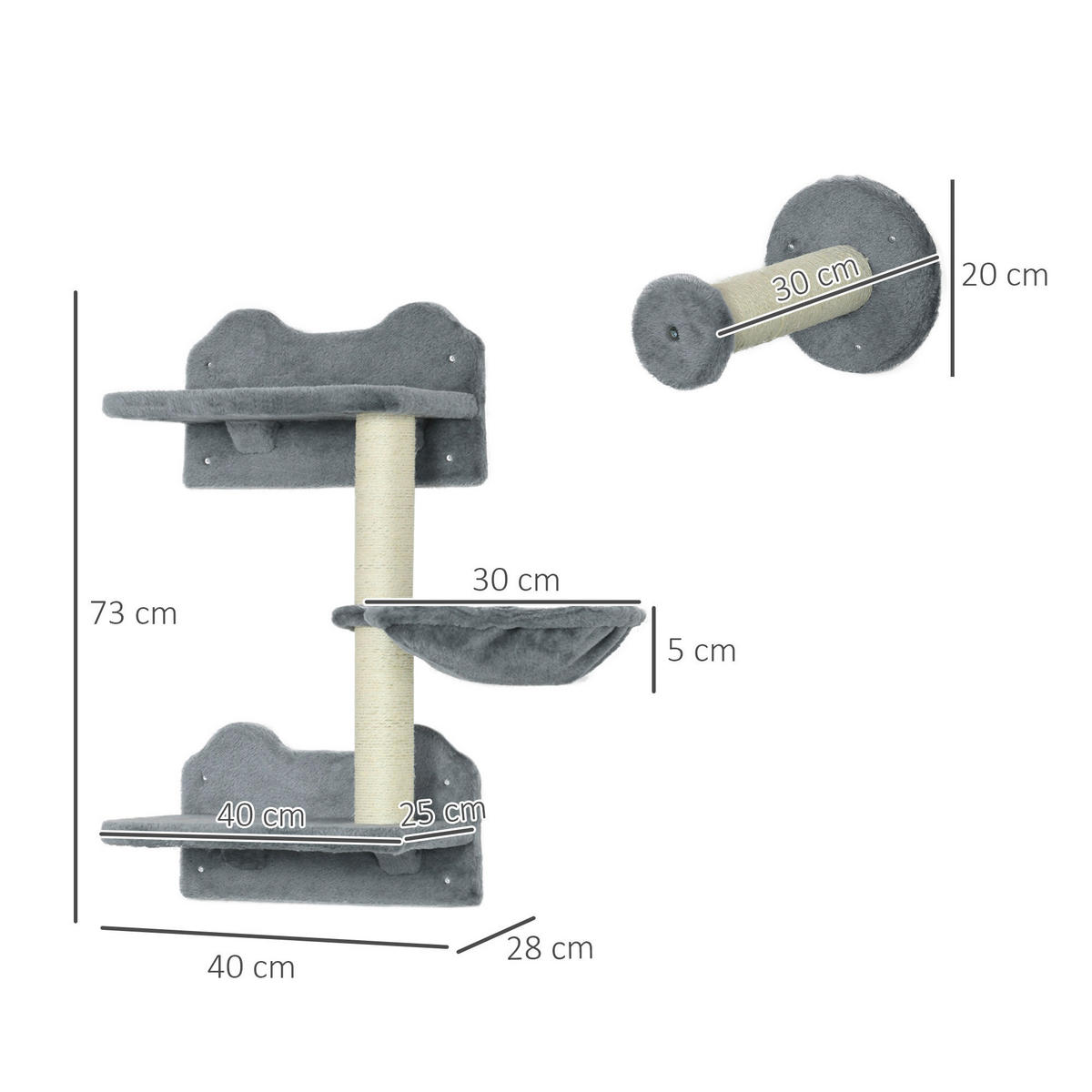 PawHut Fitness-Zubehör grau Edelstahl B/H/L: ca. 28x40x73 cm Kletterwand - grau (73,00/28,00/40,00cm) - PawHut