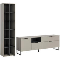 Wohnwand Noida Kaschmirgrau Nachbildung schwarz B/H/T: ca. 245x192x41 cm Noida - schwarz (245,00/192,00/41,00cm) - xonox.home