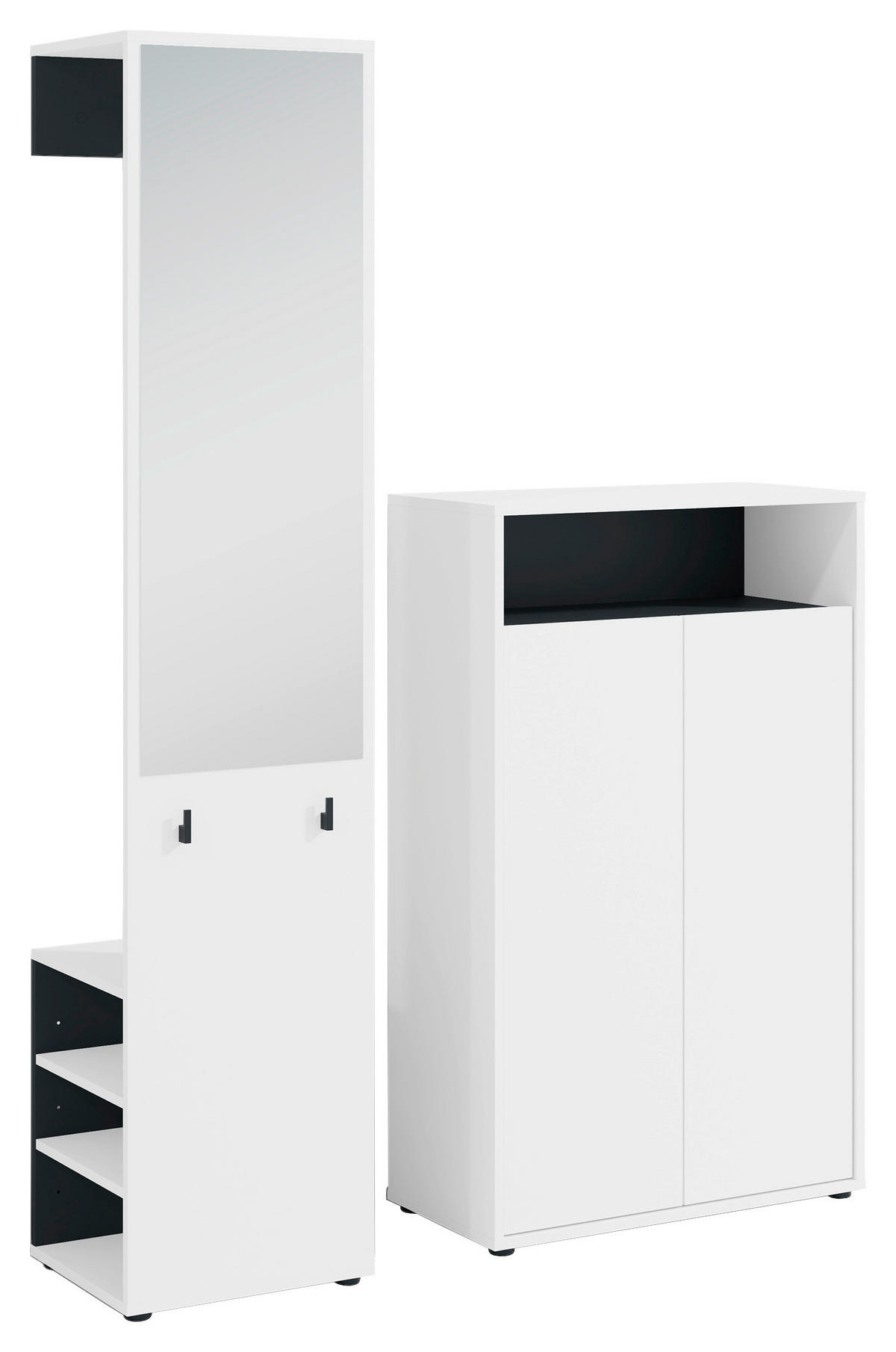 Garderobe Lyon weiß schwarz B/H/T: ca. 70x115x33,5 cm Lyon - weiß/schwarz (70,00/115,00/33,50cm) - byLIVING