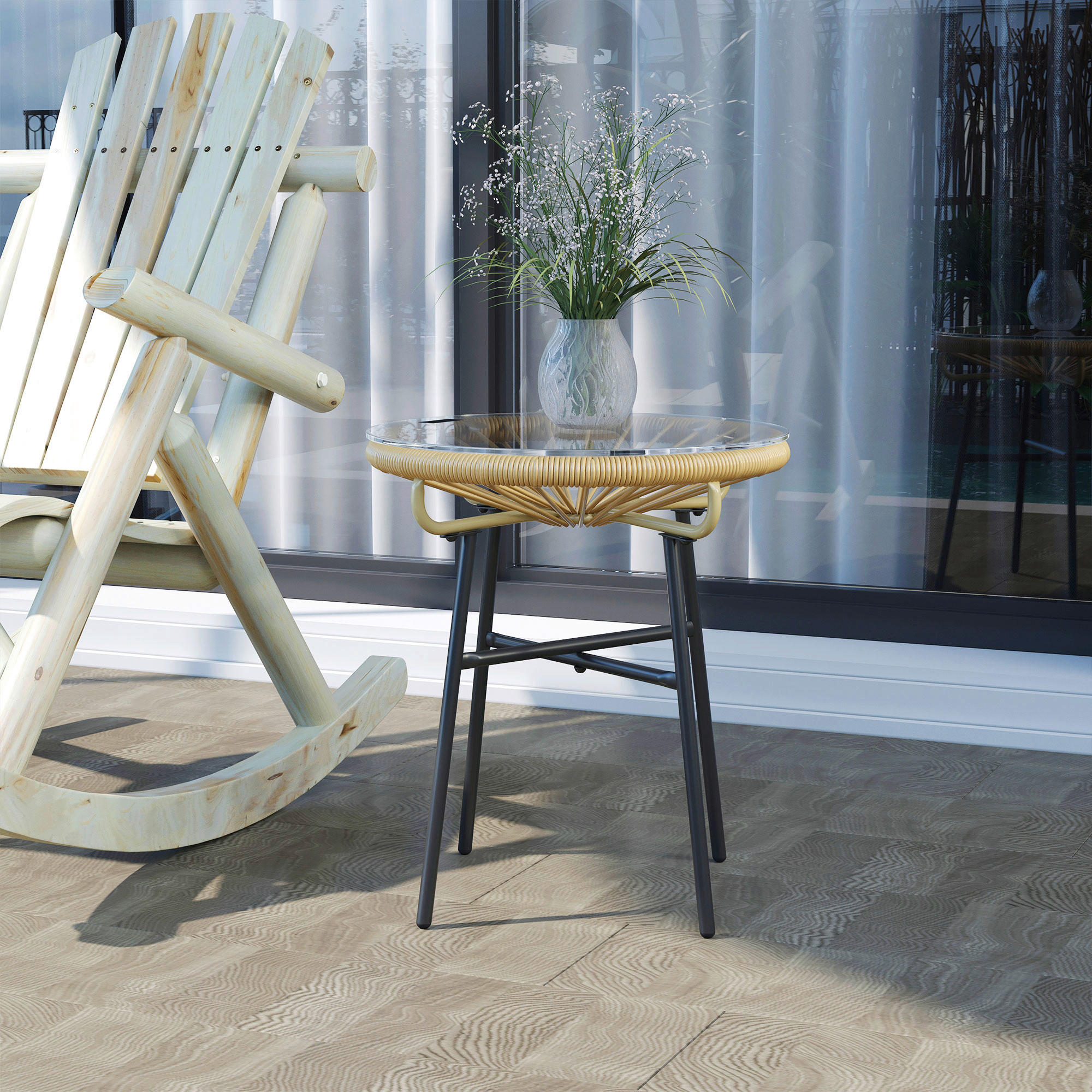 Outsunny Beistelltisch beige Eisen B/H/L...