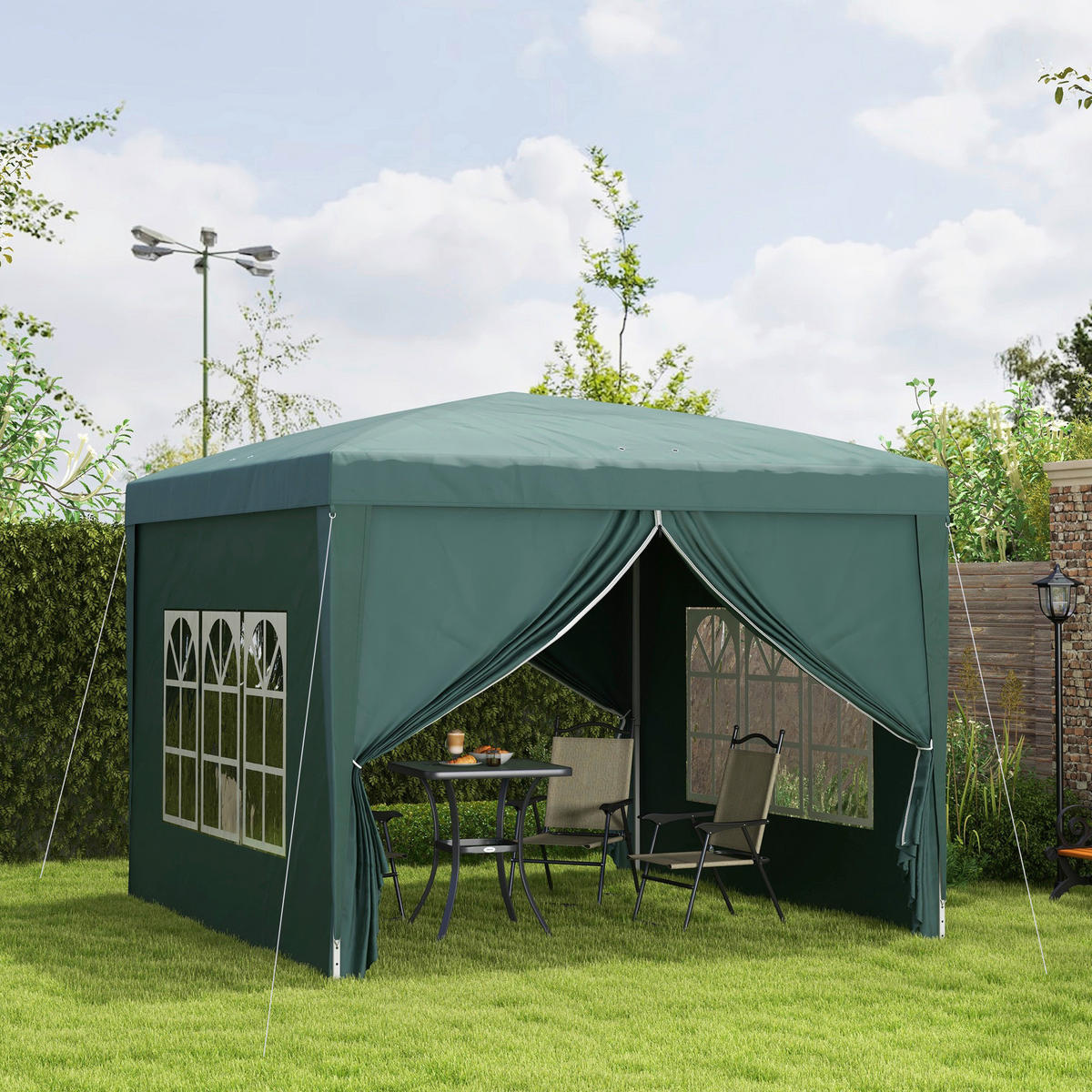 Outsunny Pavillon grün Polyester B/H/L: ca. 2,95x2,58x2,95 cm Pavillon - grün (2,95/2,95/2,58cm) - Outsunny