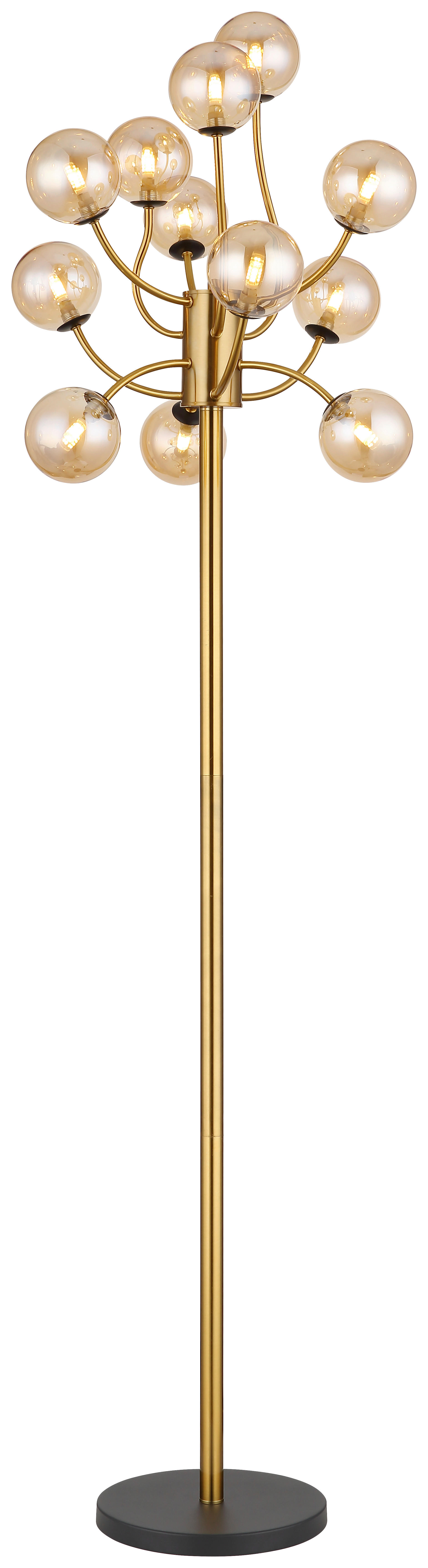 GLOBO Stehleuchte messing gold amber Kunststoff Metall Glas H/D: ca. 200x62 cm G9 12 Brennstellen RIHA - gold/messing (62,00/200,00cm) - GLOBO
