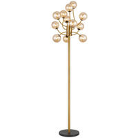 GLOBO Stehleuchte messing gold amber Kunststoff Metall Glas H/D: ca. 200x62 cm G9 12 Brennstellen RIHA - gold/messing (62,00/200,00cm) - GLOBO