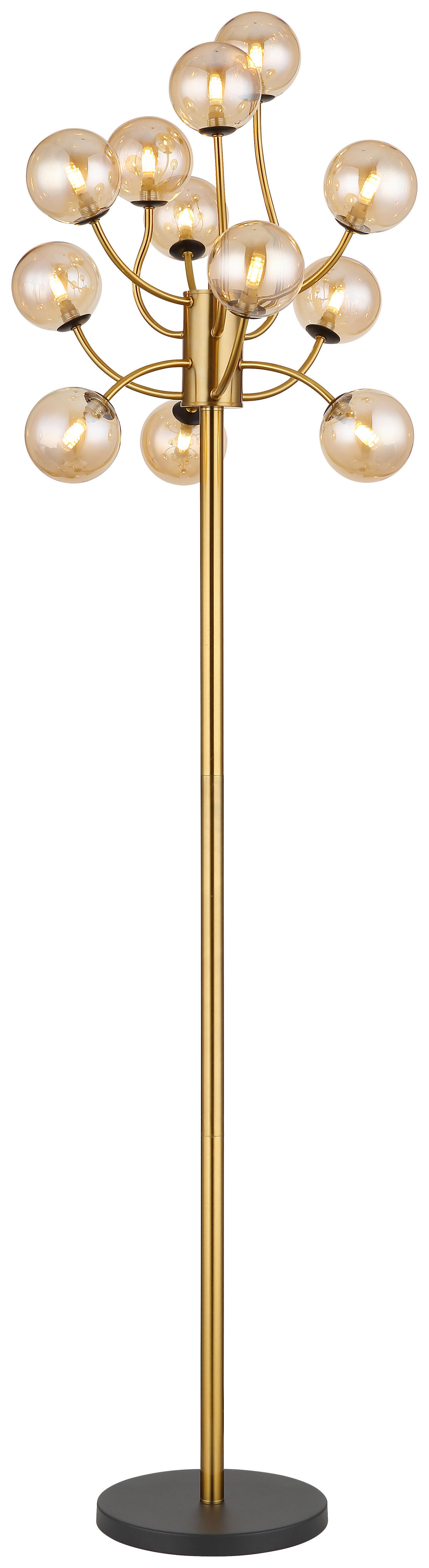 GLOBO Stehleuchte messing gold amber Kunststoff Metall Glas H/D: ca. 200x62 cm G9 12 Brennstellen RIHA - gold/messing (62,00/200,00cm) - GLOBO