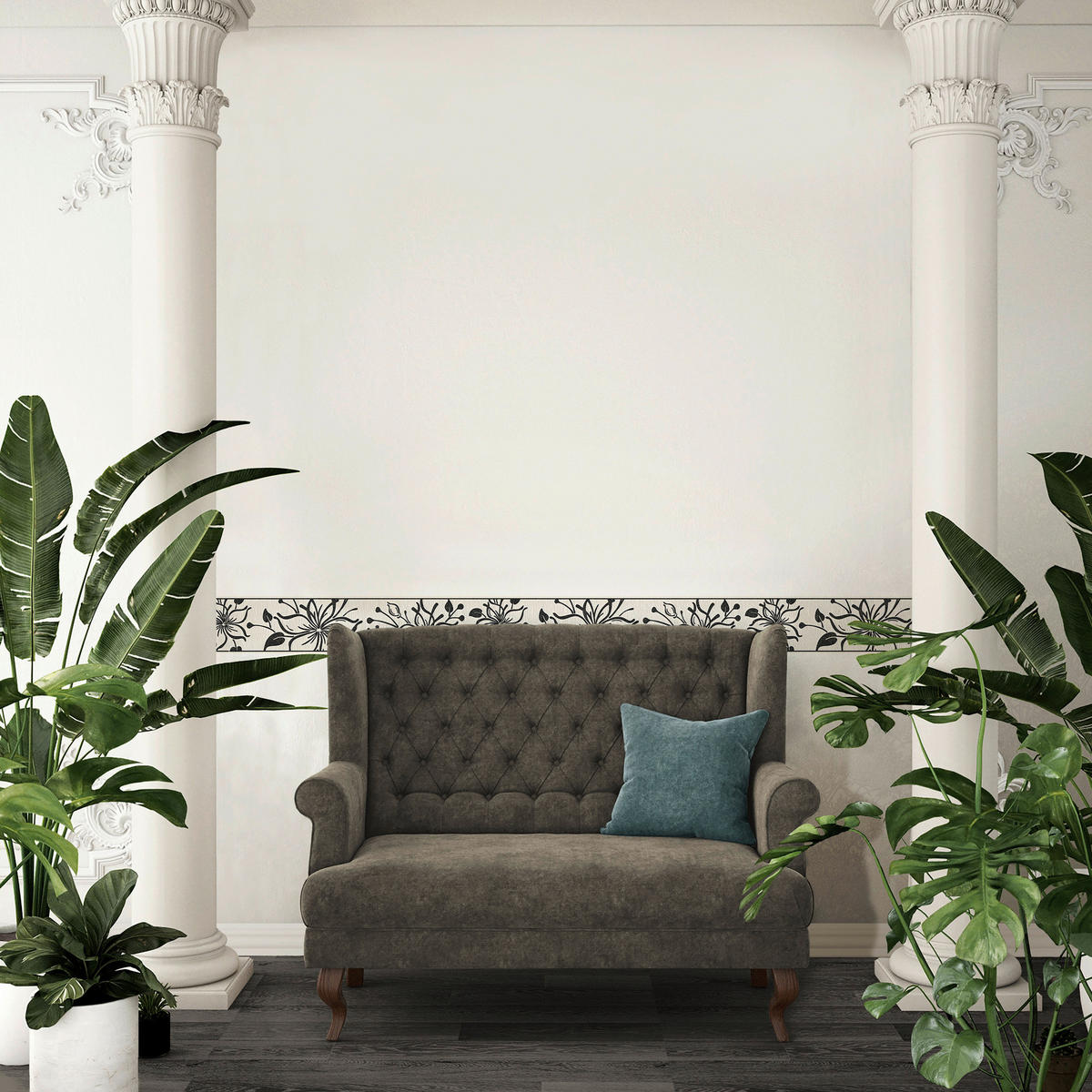 A.S.Creation Bordüre silber weiß B/H/D: ca. 13x500x8,5 cm Bordüre_selbstklebend - weiß/silber (8,50/500,00cm) - A.S.Creation