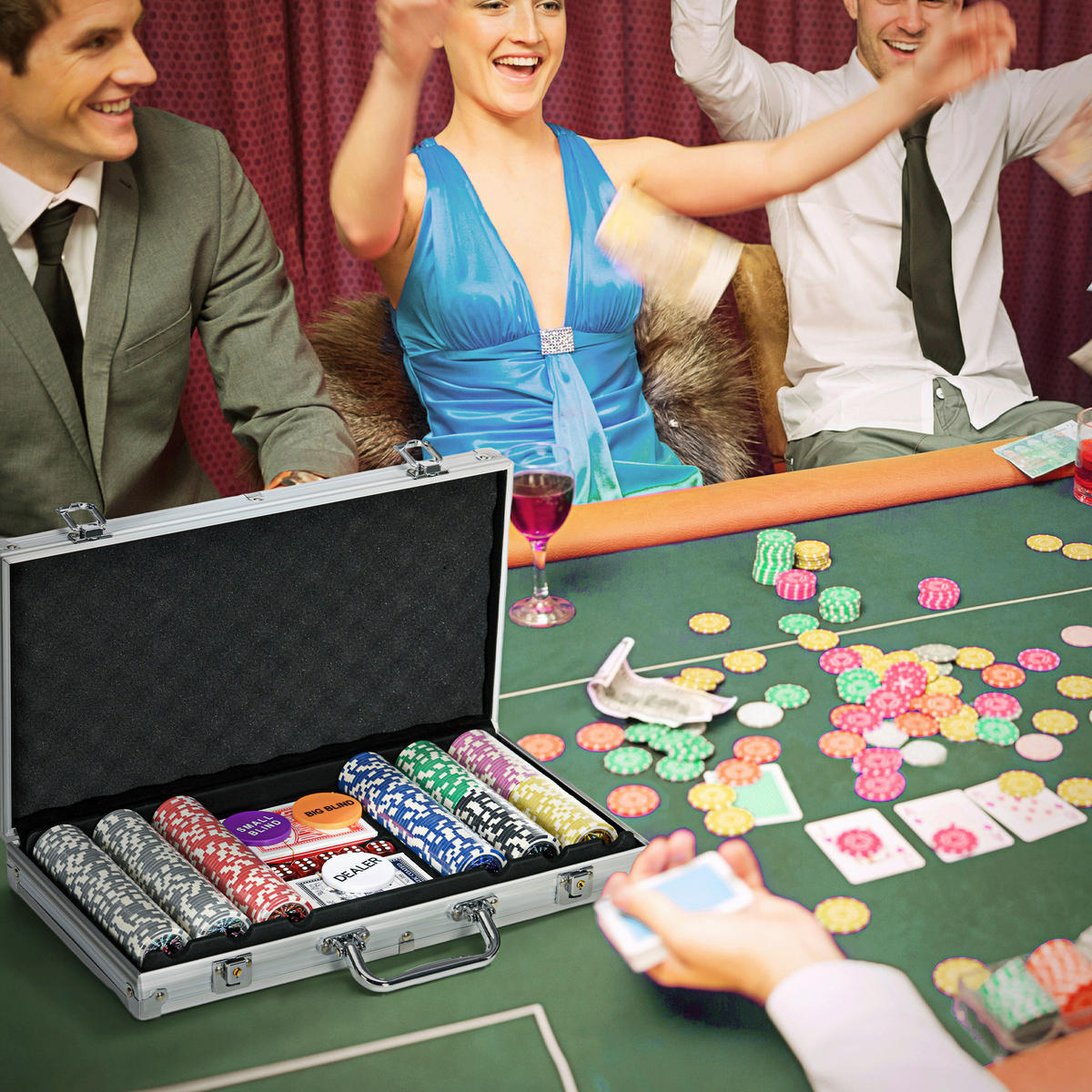 SPORTNOW Spielzeug B/H/L: ca. 23x38,5x6,5 cm Pokerkoffer_Set - silber (6,50/23,00/38,50cm) - SPORTNOW
