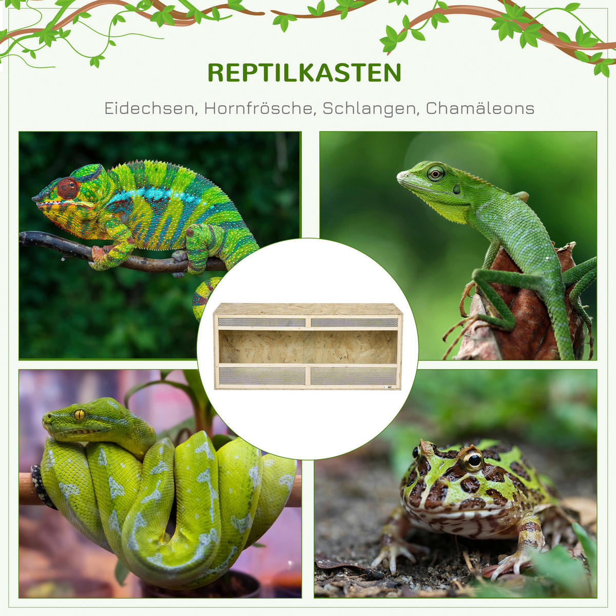 PawHut Holz-Terrarium natur Holz B/H/L: ca. 50x50x120 cm Holz-Terrarium - natur (120,00/50,00/50,00cm) - PawHut