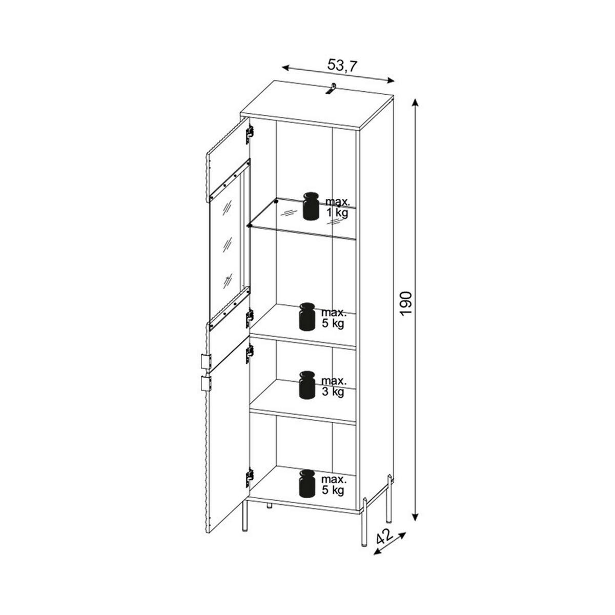 Vitrine VITRINE DIAMOND DI4 LED weiß weiß glänzend Nachbildung B/H/T: ca. 53,7x190x42 cm VITRINE DIAMOND DI4 LED - weiß (53,70/190,00/42,00cm) - WIPMEB
