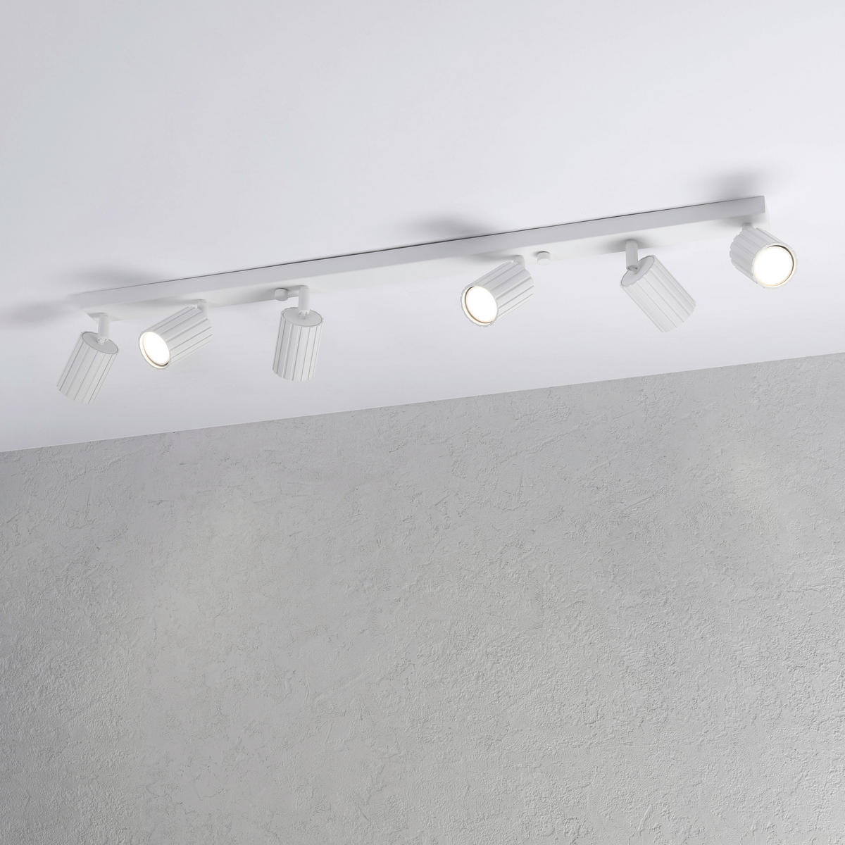 Lamkur Strahler weiß Stahl B/H/L: ca. 6,5x16,5x117 cm 6 Brennstellen Prisma - weiß (117,00/6,50/16,50cm) - Lamkur