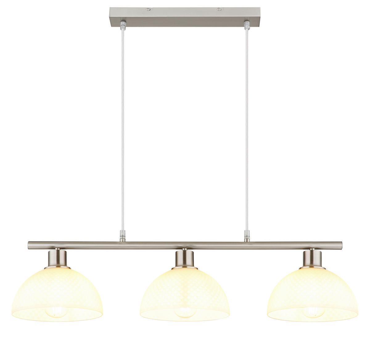 GLOBO Pendelleuchte Opal nickel Metall Glas PVC B/H/L: ca. 20x120x77 cm E27 3 Brennstellen SELMA - nickel/Opal (77,00/20,00/120,00cm) - GLOBO