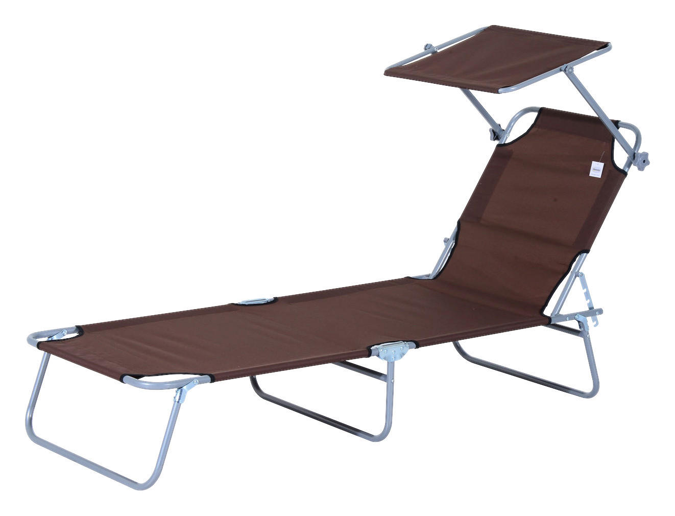 Outsunny Sonnenliege braun Metall B/H/L: ca. 58x27x187 cm Sonnenliege_mit_Sonnenschutz - braun (187,00/58,00/27,00cm) - Outsunny