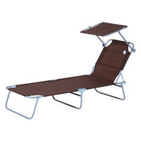 Outsunny Sonnenliege braun Metall B/H/L: ca. 58x27x187 cm Sonnenliege_mit_Sonnenschutz - braun (187,00/58,00/27,00cm) - Outsunny