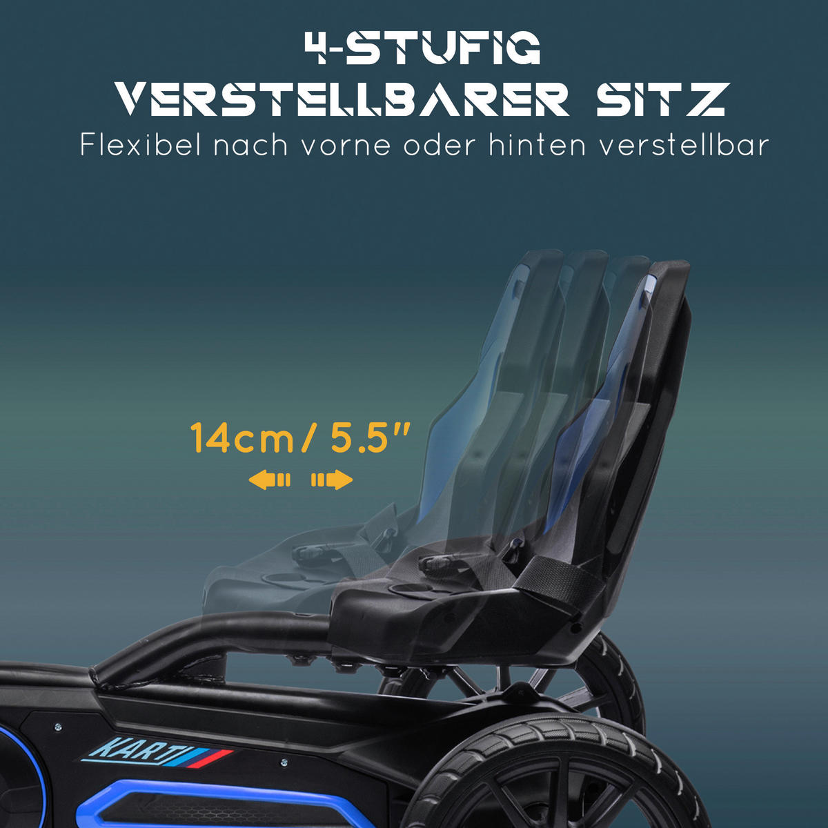 HOMCOM Go Kart blau B/H/L: ca. 58x58,5x100 cm Go Kart - blau (100,00/58,00/58,50cm) - HOMCOM