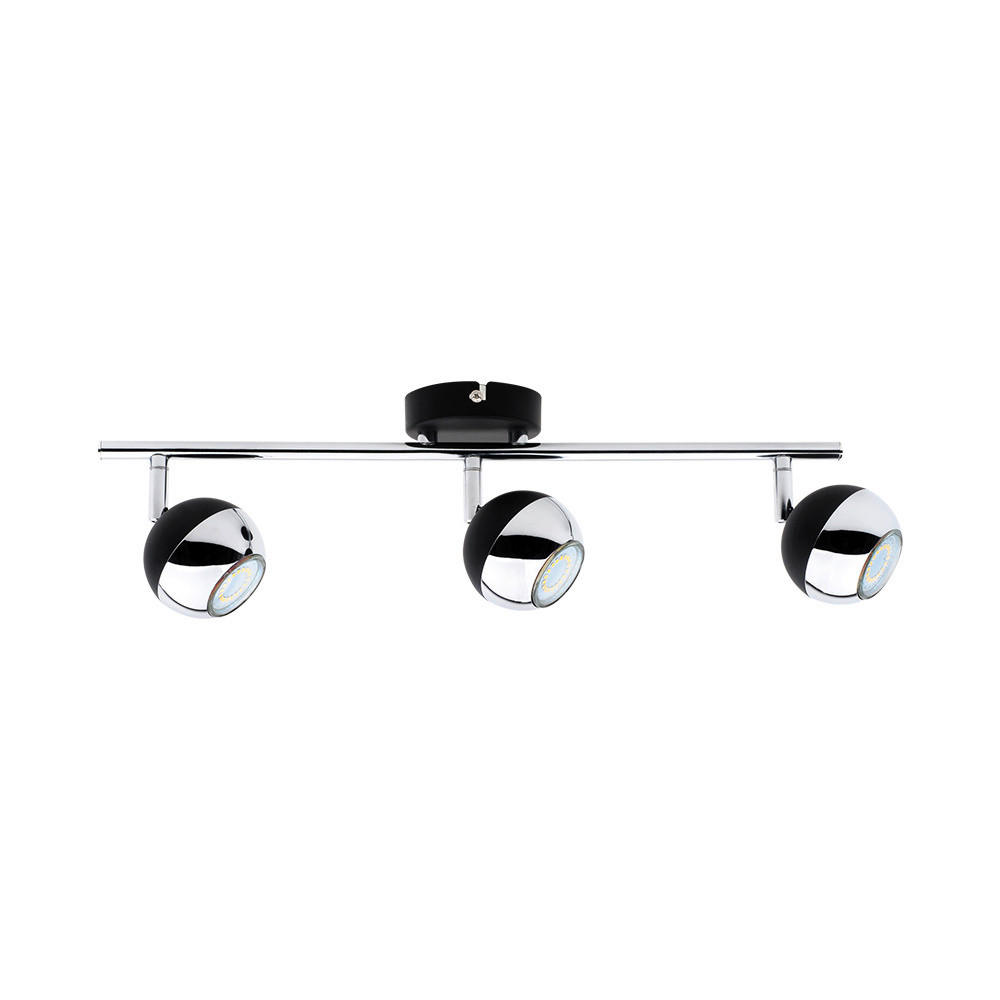SPOT Light Spotbalken 2502304 schwarz Chrom Metall B/H/T: ca. 48x16x8 cm GU10 3 Brennstellen Bianca - schwarz/Chrom (48,00/16,00/8,00cm) - SPOT Light