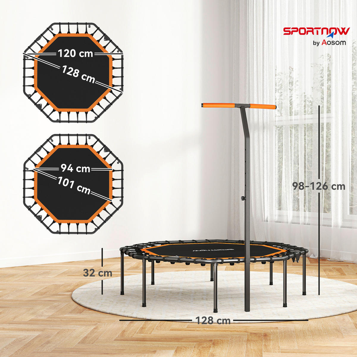 SPORTNOW Fitness Trampolin orange B/H/L: ca. 120x126x128 cm Fitness_Trampolin - orange/schwarz (128,00/120,00/126,00cm) - SPORTNOW